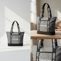 Sac fourre-tout en toile personnalisé avec logo pour femmes, sac à bandoulière léger et durable doublé de polyester pour les courses quotidiennes et les trajets domicile-travail