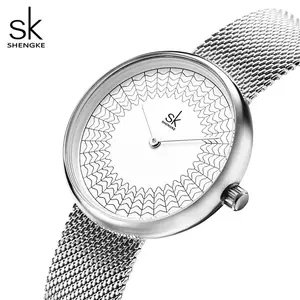 SHENGKE — montre-bracelet à cadran fantaisie pour femme, accessoire argenté, grand cadran, acheter en ligne, K0126L