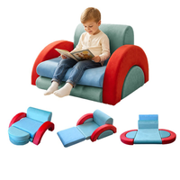 Canapé pour enfants en blocs de construction, 7 pièces, amusant, multifonctionnel, pliable, patchwork, coussin doux, petit canapé pour bébé