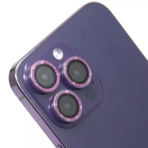 Protector de pantalla de diamante con purpurina colorida para <span class=keywords><strong>iPhone</strong></span> 16 15 <span class=keywords><strong>pro</strong></span> 14 Plus 13 <span class=keywords><strong>12</strong></span> 11 <span class=keywords><strong>Pro</strong></span> Max incluye cubierta de anillo de Metal para cámara trasera - Product Image 3