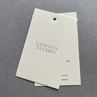 Etiquetas de Papel Texturizado de Algodón de 600g Personalizadas con Logotipo en Lámina Plateada, Etiquetas de Lujo con Estampado en Caliente, Etiquetas Gruesas para Ropa
