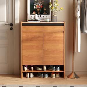 Mueble zapatero moderno minimalista de madera maciza, ahorrador de espacio, para la entrada, ideal para apartamentos pequeños. - Product Image 3