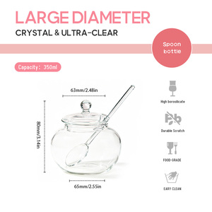 Groothandel Ronde Transparante Glazen Suikerpot Met Glazen Lepel Luchtdichte Deksel Honing Jam Opbergpot Huishoudelijk Koffie Thee Servies - Product Image 4