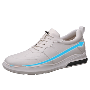 Baskets décontractées de luxe pour hommes de 6/8cm augmentant la taille, chaussures élévatrices respirantes noires en cuir de vache avec design à enfiler - Product Image 4