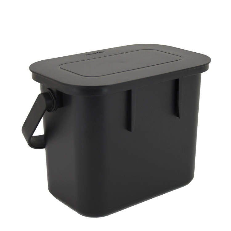5L Wall Mounted Rectangular Compost Bin Black All-Plastic Storage ...