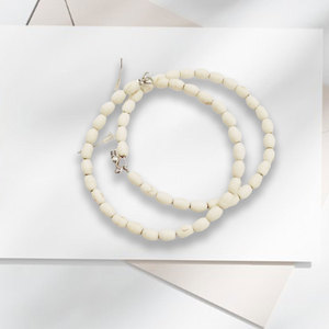 Ivory White <b>Beaded</b> <b>Large</b> Hoop Earrings Geometric Round Shape Vacation Beach Accessories - Product Image 3