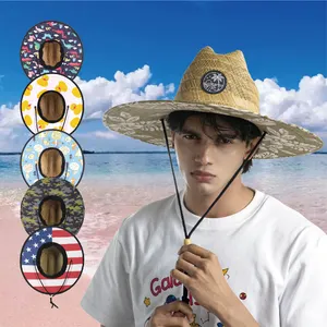 2024 New Style Custom Printing Wide Brim Sun Protect Breathable Beach Fishing Straw Hat Wholesale