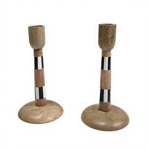 Polished Rustic Wood and Resin Candle Sticks Candle <b>Holder</b> for Wedding & Christmas Decor Wood Lanterns & Candle Jars Stand" - Product Image 1