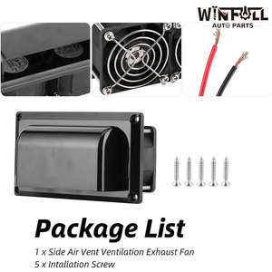 พัดลมระบายอากาศด้านข้าง RV 12V พร้อมมอเตอร์กำลังสูง 2 ตัวสำหรับรถพ่วงแคมป์เปอร์เรือยอชท์สีดำ - Product Image 6