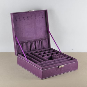 Caja Organizadora de Joyas de Dos Niveles Color Morado, con Cerradura - Product Image 2