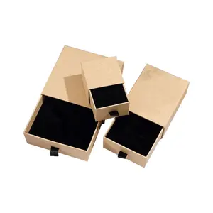 定制纸板珠宝礼品袋项链绘图盒包装滑动抽屉纸盒黑色泡沫珠宝包装