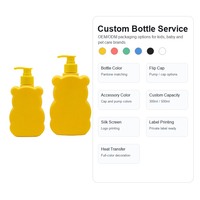 Conteneur à pompe plat en HDPE de 300 ml et 500 ml pour savon liquide, shampoing, bain de bébé, personnalisé, mignon, OEM, ODM