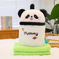 Bantal cangkir teh susu mewah lucu selimut 2 in 1 bantal boneka Boba kucing kelinci Panda