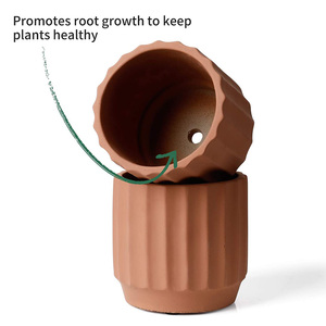 Pots de fleurs en argile, jardinière moyenne, récipients de fleurs, Pots décoratifs modernes en terre brute - Product Image 5