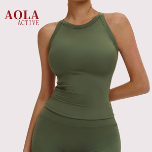 Top sportivo da <span class=keywords><strong>donna</strong></span> a <span class=keywords><strong>collo</strong></span> <span class=keywords><strong>alto</strong></span> per palestra e fitness, con schiena incrociata, senza maniche, ad <span class=keywords><strong>alto</strong></span> sostegno e con coppe rimovibili - Product Image 3