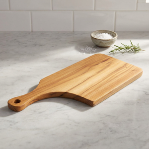 Planche à découper rectangulaire en teck rustique moderne avec poignée droite pour légumes - Product Image 2