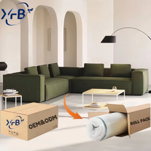 Sofá Seccional Modular de Tela, Chaise Longue Esquinero, Sofá Comprimido al Vacío en Caja, Muebles de Sala de Estar, Diseño Minimalista en Forma de L - Product Image 1