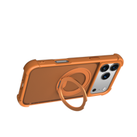 Coque de luxe ATB Orange pour iPhone 17 Pro Max avec support rotatif, protection d'objectif, toucher doux et magnétique