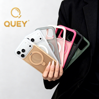 Coque de téléphone magnétique antichoc de luxe 2,0 mm, 6 couleurs, toucher soyeux, anti-traces de doigts, avec support, pour 17 Pro Max 15 (vente en gros)