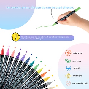 12 colori pittura a acqua a base di roccia ceramica acrilico penne 0.5mm Extra Fine doppia <span class=keywords><strong>punta</strong></span> <span class=keywords><strong>pennarelli</strong></span> per carta a secco in acrilico - Product Image 4