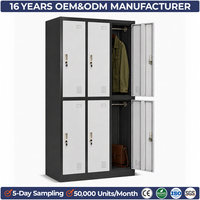 Armoire moderne bicolore à 6 compartiments personnalisable pour bureau, placard métallique polyvalent avec emplacement pour carte nominative pour entreprise