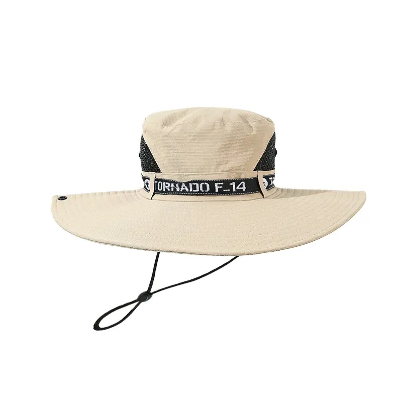Grosir murah topi Bucket tali serut ramah lingkungan tali kustomisasi luar ruangan olahraga musim panas