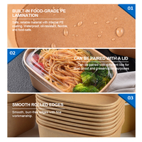 Bol alimentaire rectangulaire en papier SenAng OEM avec logo personnalisé, 650 ml, 1000 ml, avec couvercle en PET PP, vente en gros d'usine, Singapour, Malaisie