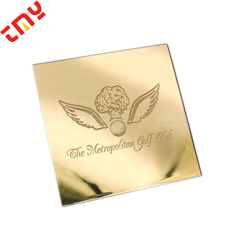 Hot Selling Luxus große benutzer definierte Logo dekorative gravierte Gold quadratische Plakette Metall Zeichen