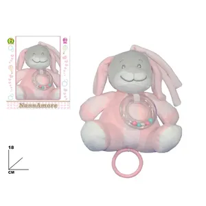 Juguete de peluche con sonajero de conejito NannAmore, juguete suave para bebés de 18 cm - Product Image 1