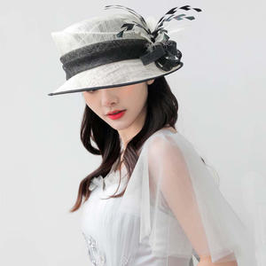 Chapellerie Église Chapeaux Tea Party <span class=keywords><strong>Chapeau</strong></span> Kentucky Derby Bucket Fascinator Lady Short Brim Sinamay Chapeaux - Product Image 3