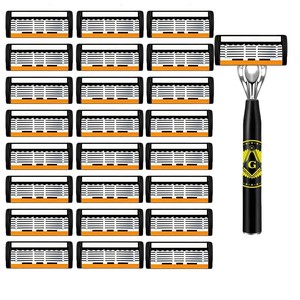 G Type Manual Razor Handle With 6 Layer Blades Stainless Steel For Men Face Shaving - Product Image 3