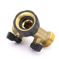 Robinet d'extérieur en laiton robuste, adaptateur de tuyau d'arrosage, Y, 2 voies, séparateur de jardin, connecteurs rapides, conception métallique durable, norme BS