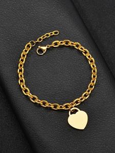 Pulsera de acero inoxidable personalizada Rolls <span class=keywords><strong>Royce</strong></span> chapada en oro de 18 quilates, colgante en forma de corazón en blanco, texto personalizable para uso diario - Product Image 5