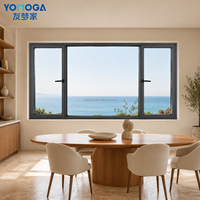Ventana Corredera Horizontal de Aluminio de Alta Resistencia con Malla de Acero Inoxidable para Uso en Hoteles, Vista Panorámica Amplia, Marco Delgado Oscuro