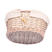 Panier fourre-tout tissé en saule Artisan de qualité supérieure Doublure en poly-coton écologique avec poignées ergonomiques pour le rangement
