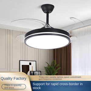 Nouveau lustre de ventilateur intégré de chambre à coucher moderne simple de conversion de fréquence de lampe de ventilateur invisible de LED avec CRI 90 et garantie de 5 ans - Product Image 5