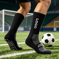 Chaussettes de football personnalisées avec logo, chaussettes de football pour homme, antidérapantes, respirantes, en coton, mi-mollet, chaussettes de sport tricotées avec grip pour l'entraînement au football
