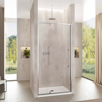Porte de douche coulissante en verre trempé de 1/4 pouce, certifiée CE, installation facile, design moderne transparent pour la maison et l'hôtel