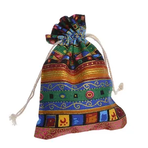 मिस्र के जातीय शैली गहने कैंडी पाउच छोटे Drawstring उपहार बैग सूती कपड़े पाउच