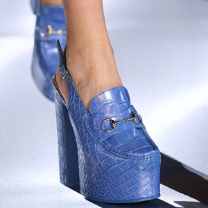 Summer Women Square Toe Sandals Back Buckle Strap Shoes High Platform Chunky Heels Outdoor Metal Chain Animal Prints <b>Pumps</b> - Product Image 5