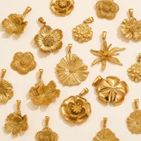 Pendentifs breloques en acier inoxydable plaqué or 18 carats PVD, motif fleur 3D (tige et marguerite), pour la création de bijoux DIY (bracelets, colliers, boucles d'oreilles)