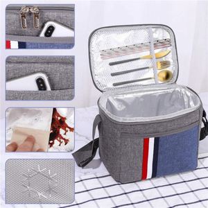 Customized Waterproof Oxford Cloth Aluminum Foil Insulated Lunch Bag for Office with Shoulder Strap Portable Picnic Cooler Bag - Product Image 5