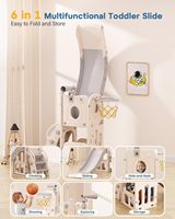 Toboggan pour tout-petits 6 en 1, toboggan intérieur pour enfants de 1 à 3 ans, ensemble d'escalade intérieur/extérieur, panier de basket-ball, télescope, plastique, usage domestique