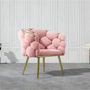 Silla de tocador moderna tapizada en terciopelo para mujeres y niñas - Muebles para dormitorio, apartamento y hogar - Product Image 3