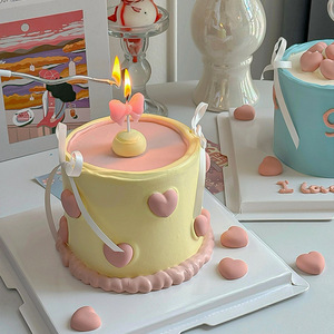 Birthday Cake <b>Candle</b> With Bow Decor For Party Celebration Birthday Decoration Paraffin Single <b>Wick</b> - Product Image 2