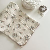 Manta de Bebé de Crepé de Algodón Estampado de Doble Capa con Ribete de Encaje, Suave, Transpirable, Tipo Muselina