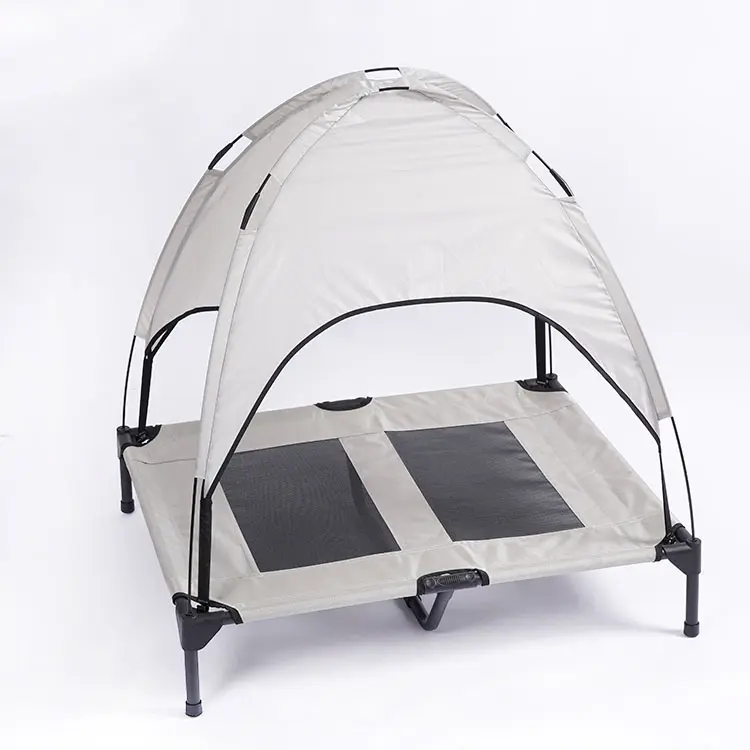 Gray-green medium pet bed with canopy Waterproof Outdoor Camping Pet Dog Travel Dog Bed Portable Dog Tent Trampoline