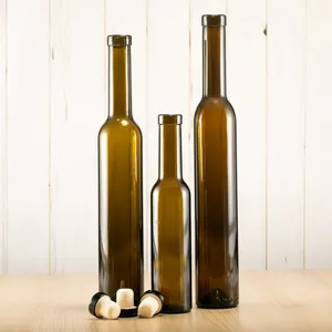 200ml 380ml 390ml Brown Green Glass Long Neck Wine Bottle Polymer Aluminum Cork Available Hot Sale for Wine