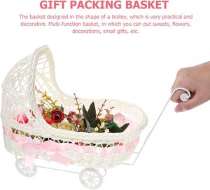 Yulin Jiafu rotin-Look plastique baptême <span class=keywords><strong>poussette</strong></span> panier mariage fleur fille bonbons boîtes bébé garçon douche noël bébé douches - Product Image 5