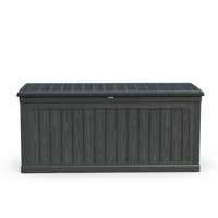 Boîte de rangement extérieure XXL en résine imperméable, verrouillable, noire, grande capacité (260 gallons), pour meubles de patio
